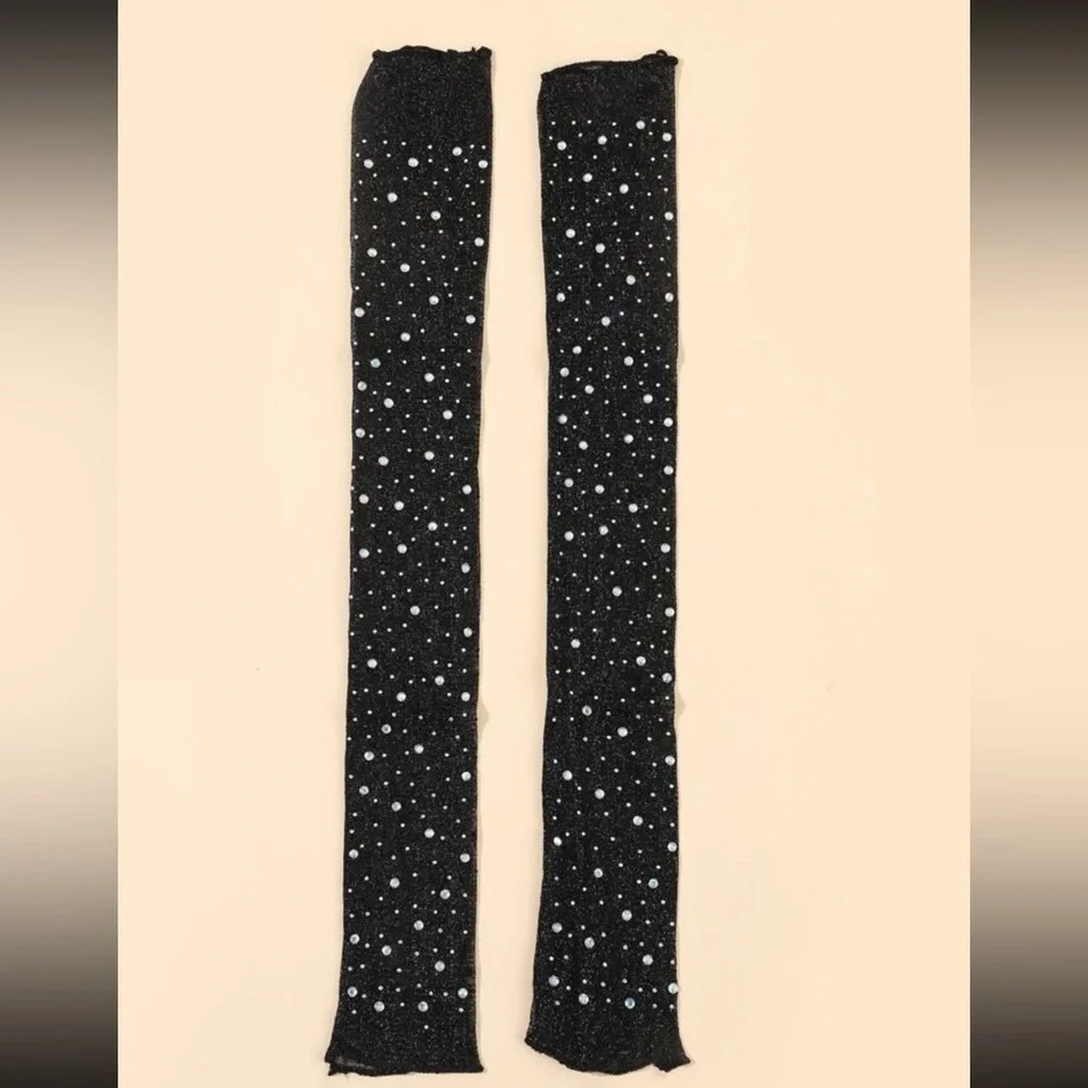 1pair Women Rhinestone Decor Luxury Arm Sleeves, For Party